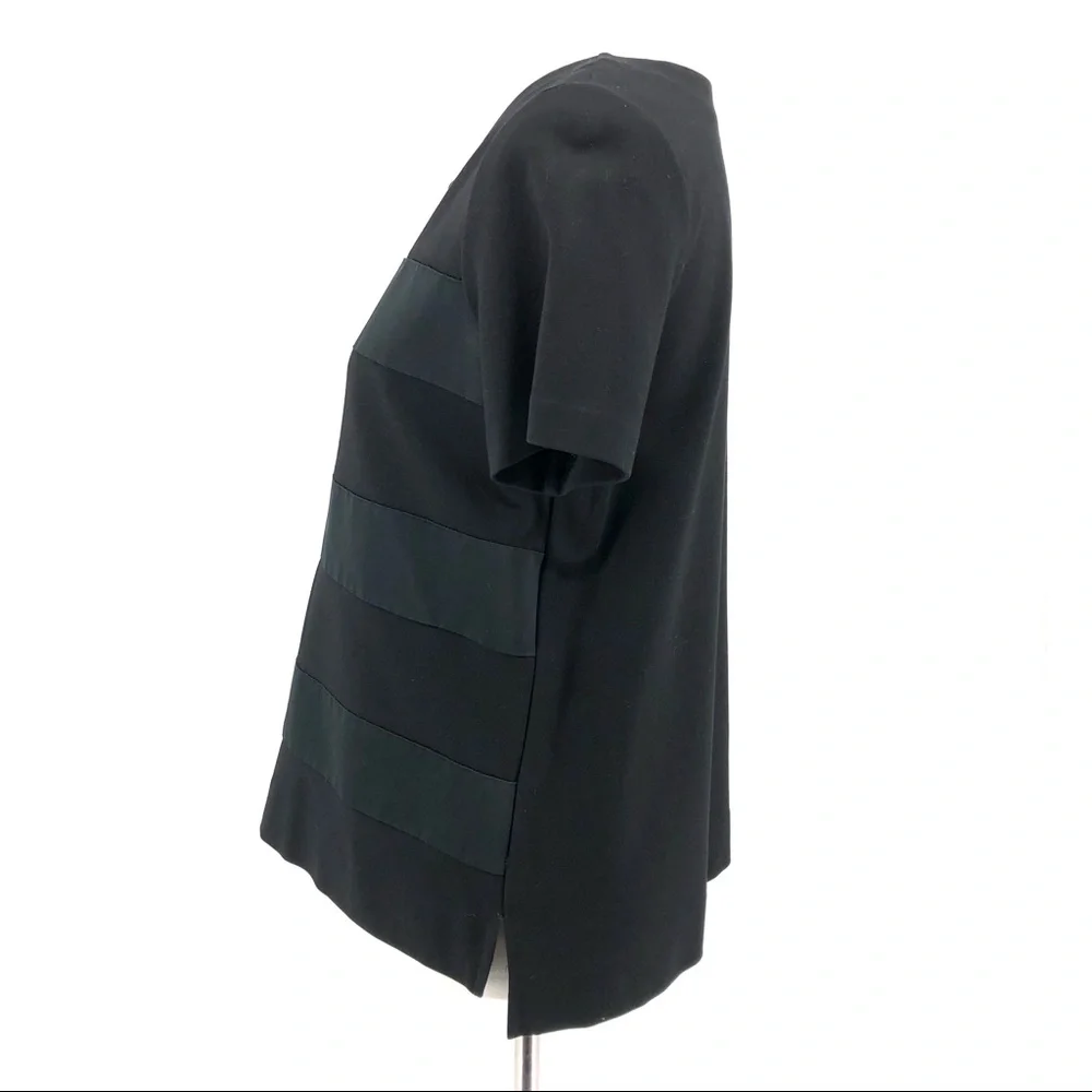 Madewell Black Satin Stripe Night Out T-Shirt, S - Picture 4 of 6